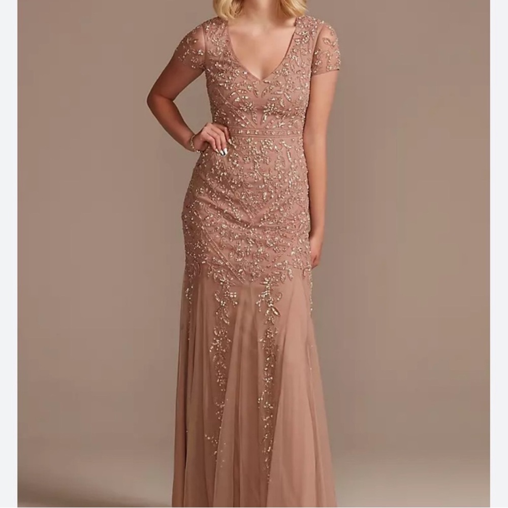 Oleg Cassini sequin gown with tulle